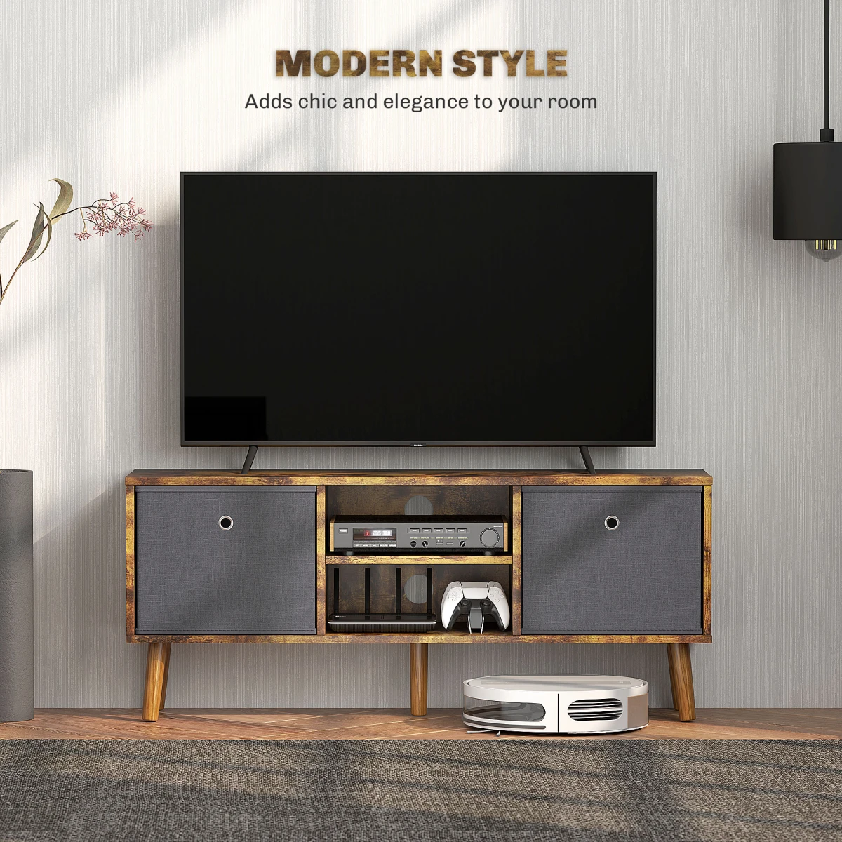 HOMCOM HOMCOM TV Cabinet With Removable Fabric Drawers Bedroom - TV Unit