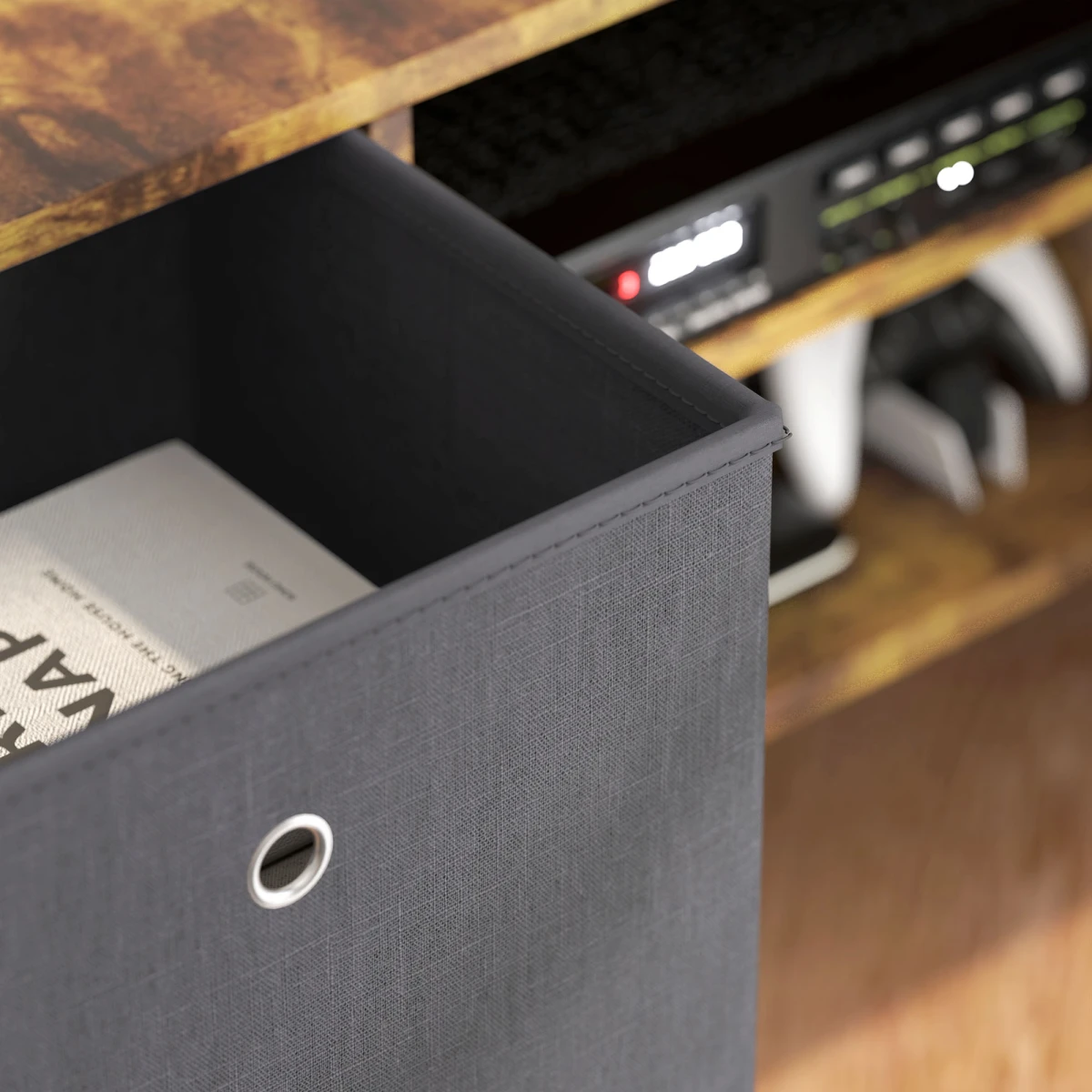 HOMCOM TV Cabinet With Removable Fabric Drawers Bedroom by HOMCOM