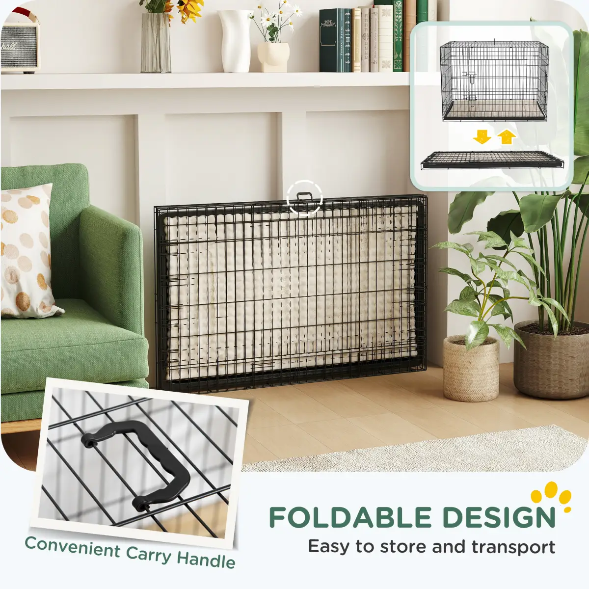 PawHut PawHut Dog Crate with 2 Doors, Tray, Soft Cushion, for Extra Small Dogs - Dog Crate
