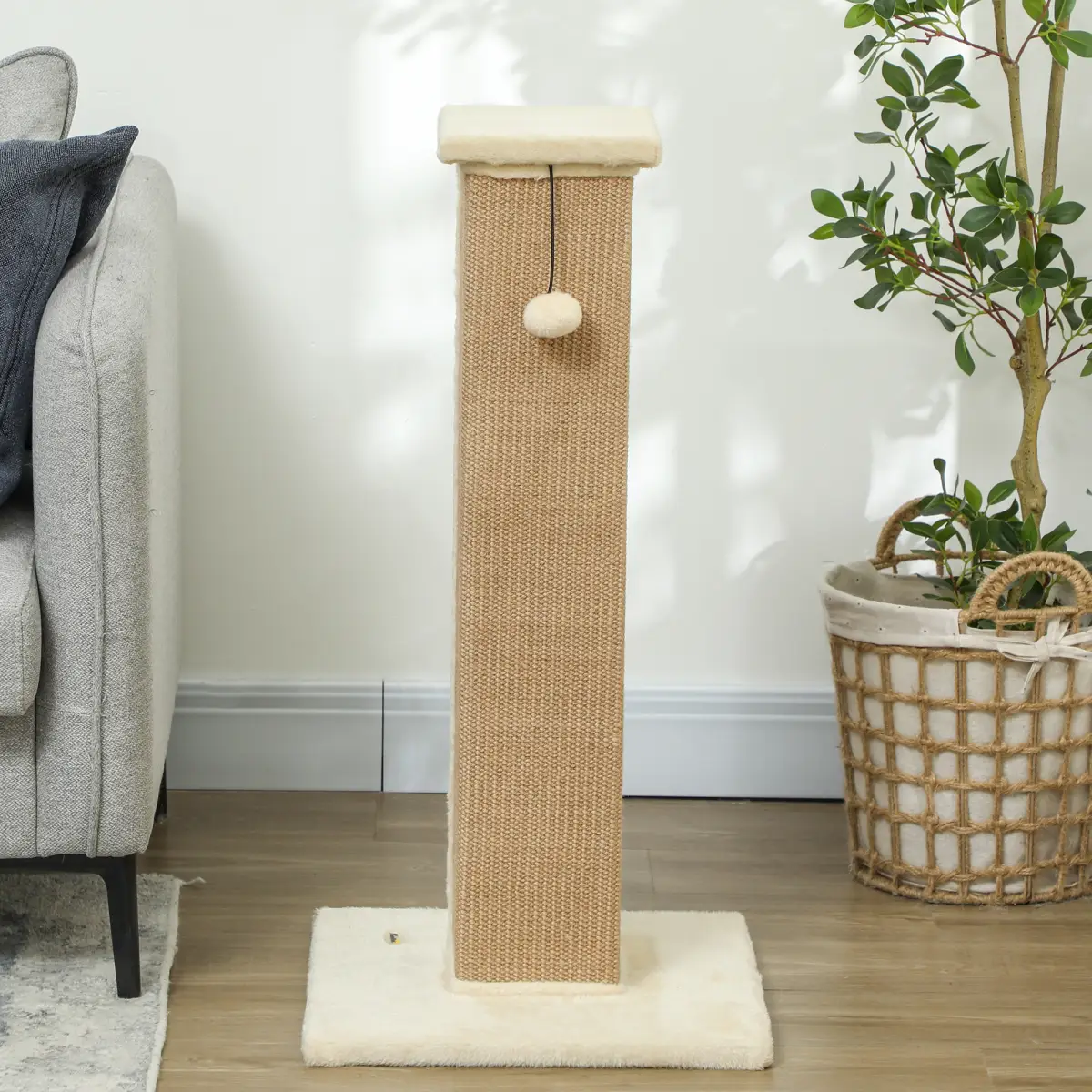 PawHut PawHut 81cm Cat Scratching Post w/ Sisal Rope, Hanging Ball Soft Plush - Cat Tree