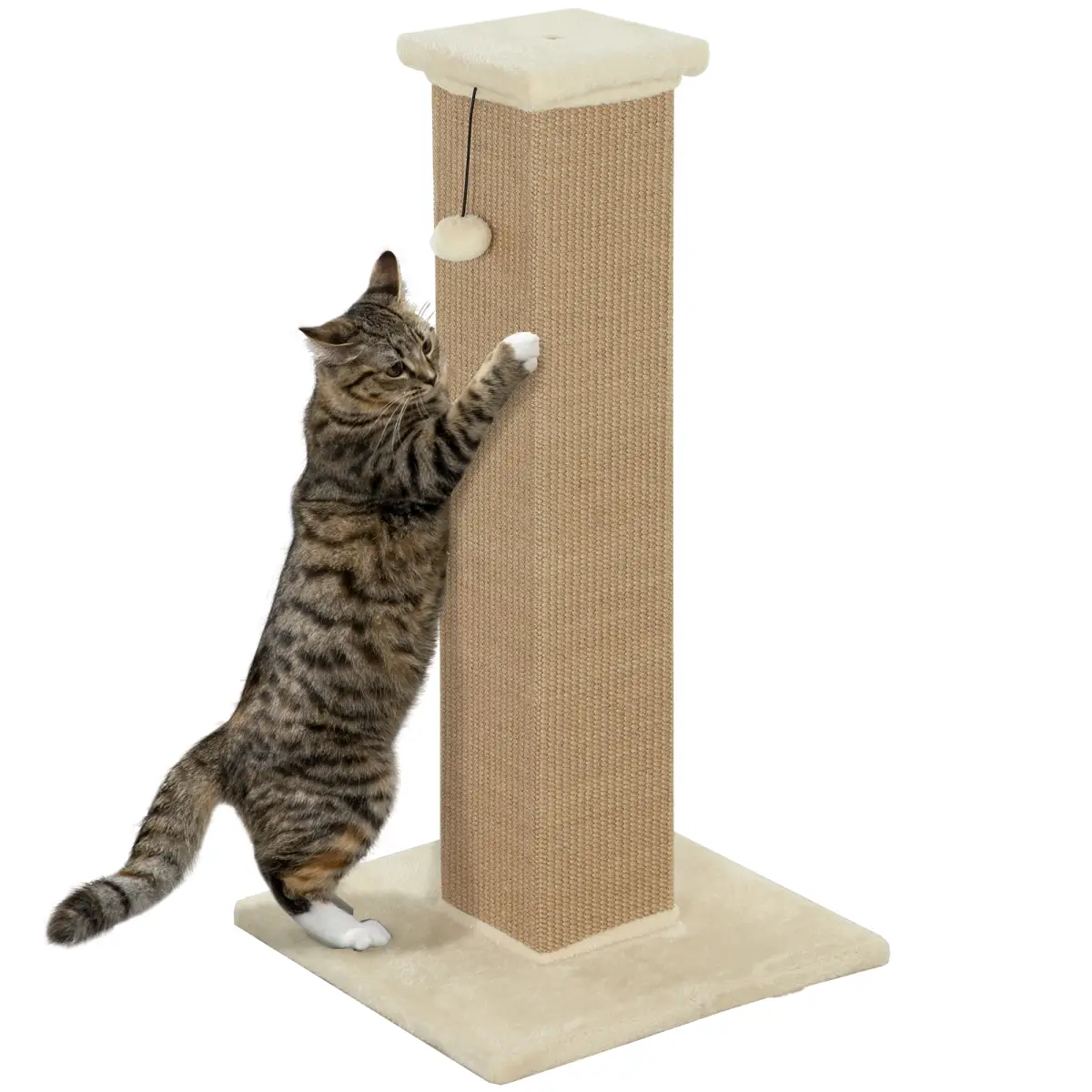 PawHut PawHut 81cm Cat Scratching Post w/ Sisal Rope, Hanging Ball Soft Plush - Cat Tree
