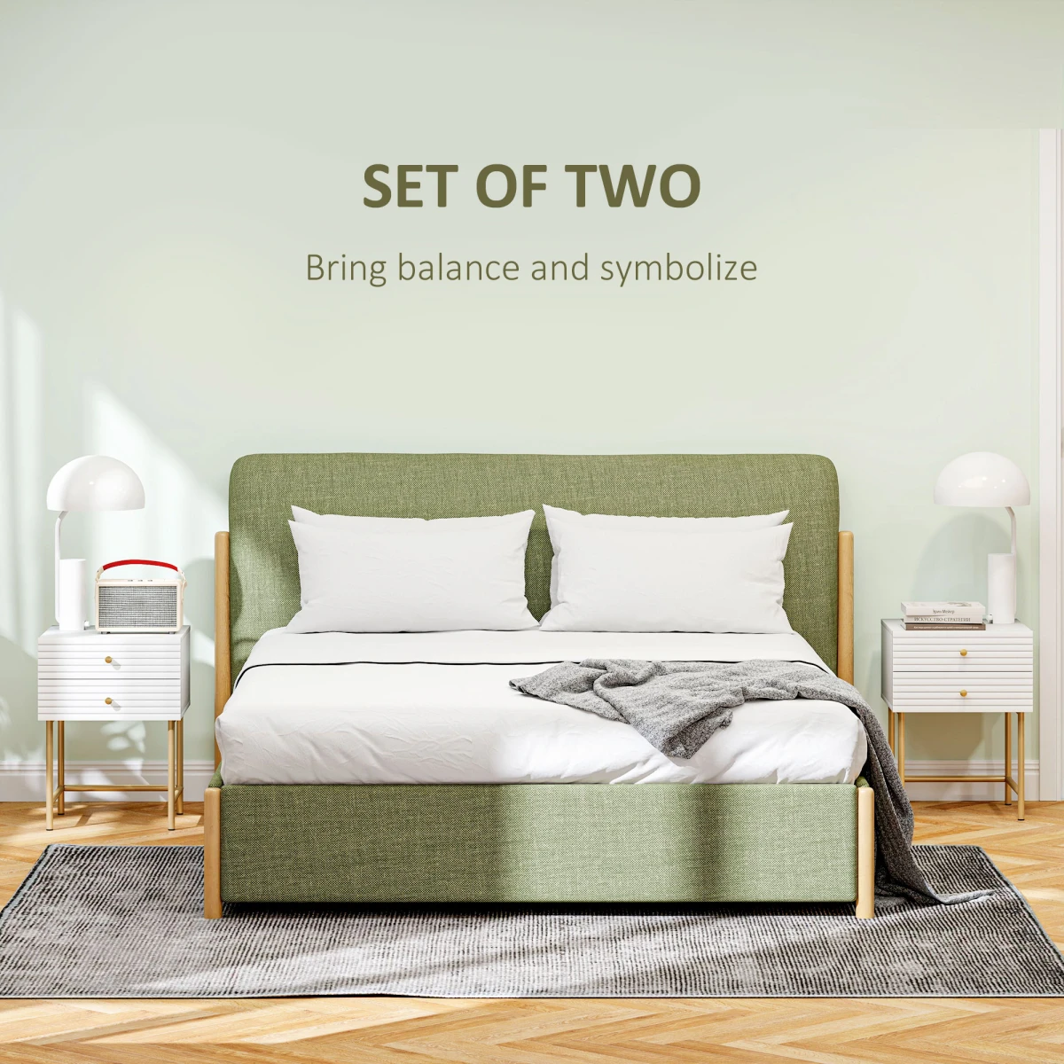 HOMCOM HOMCOM Bedside Tables Set Of 2 2 Drawers Bedroom - Bedside Table