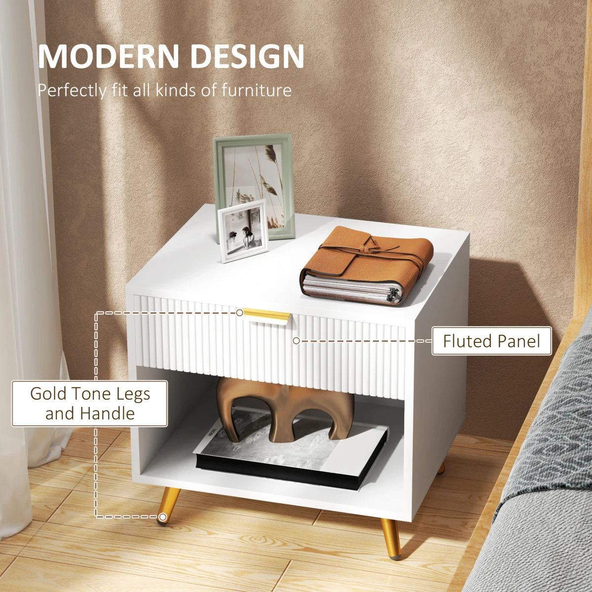 HOMCOM Side Table Small Drawer Nightstand by HOMCOM