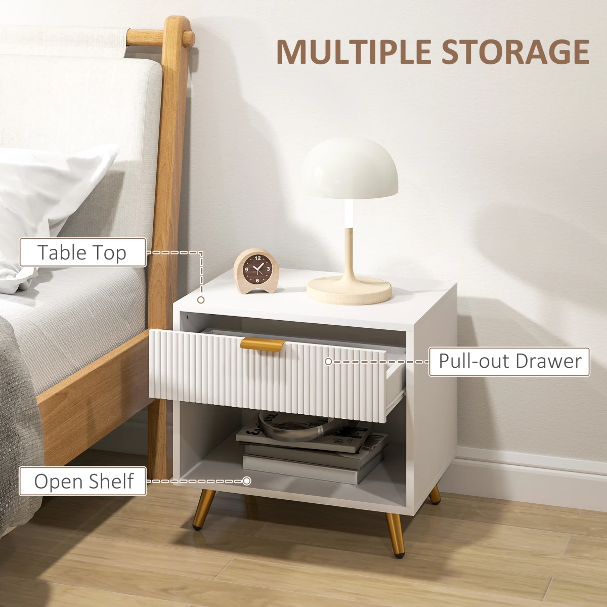 HOMCOM Side Table Small Drawer Nightstand by HOMCOM