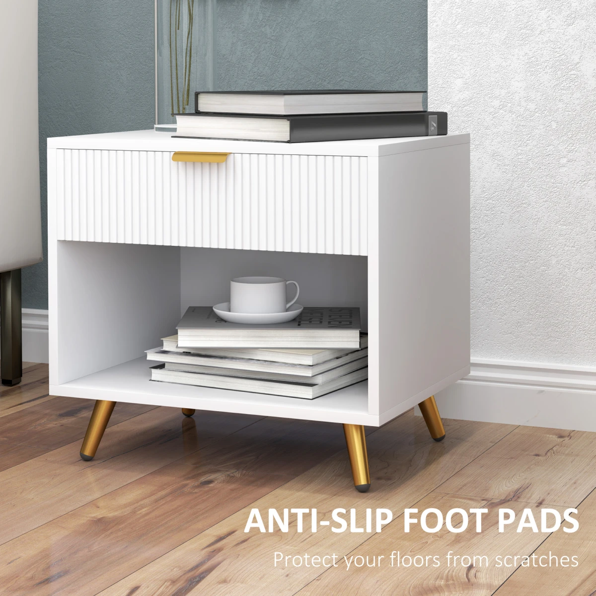 HOMCOM Side Table Small Drawer Nightstand by HOMCOM