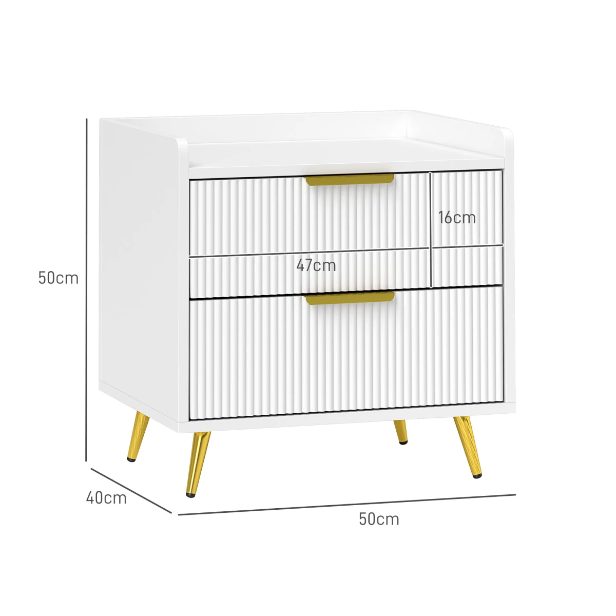 HOMCOM Bedside Table 60x40x50 cm With Anti Tip Straps Two Drawers For Bedroom And Living Room by HOMCOM