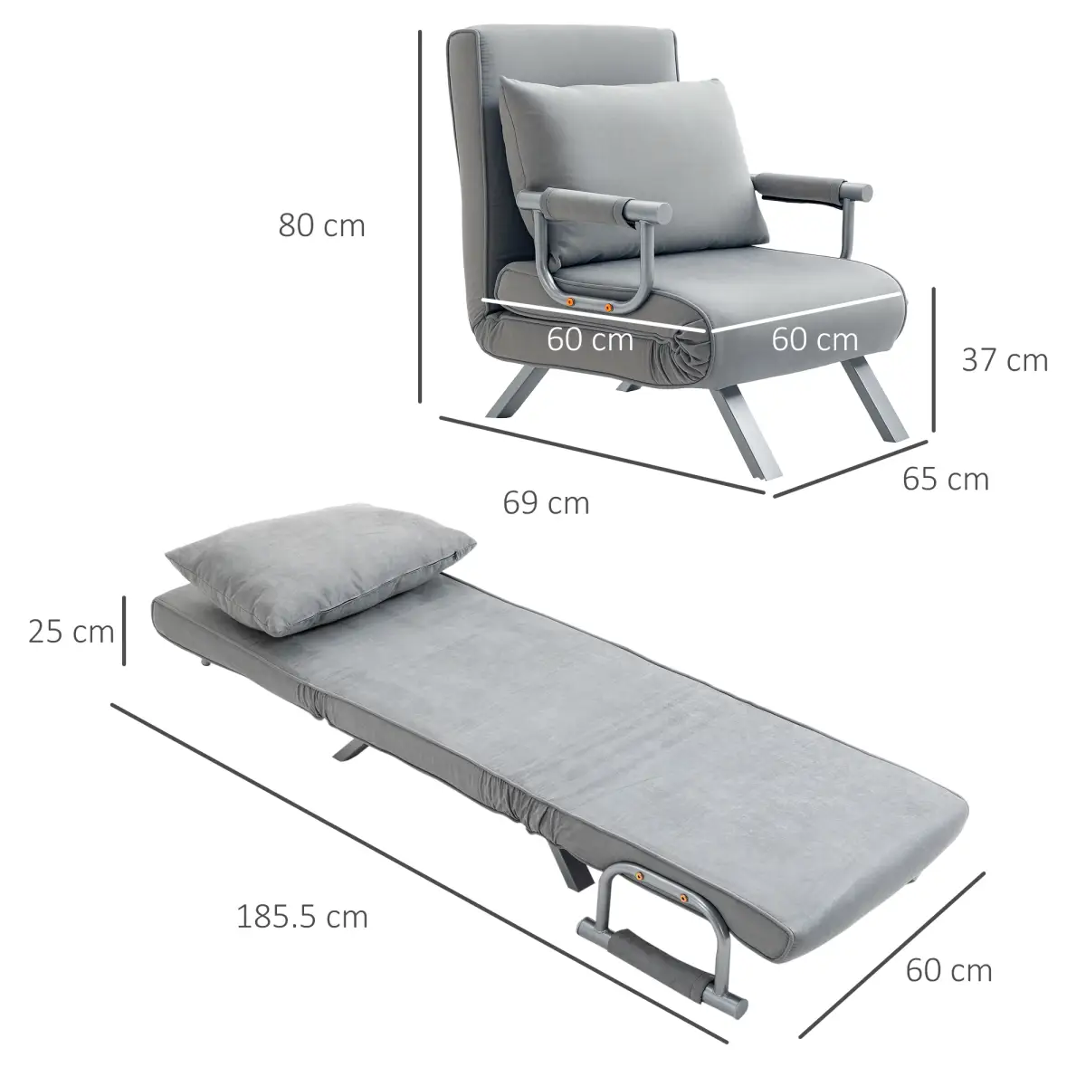 HOMCOM HOMCOM Single Folding 5 Position Convertible Sleeper Chair Bed - Sofa Bed