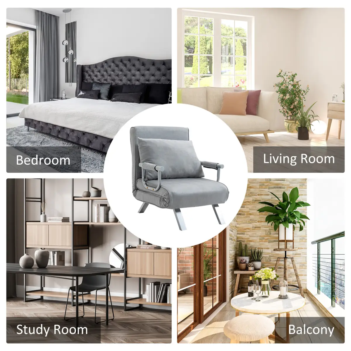HOMCOM HOMCOM Single Folding 5 Position Convertible Sleeper Chair Bed - Sofa Bed