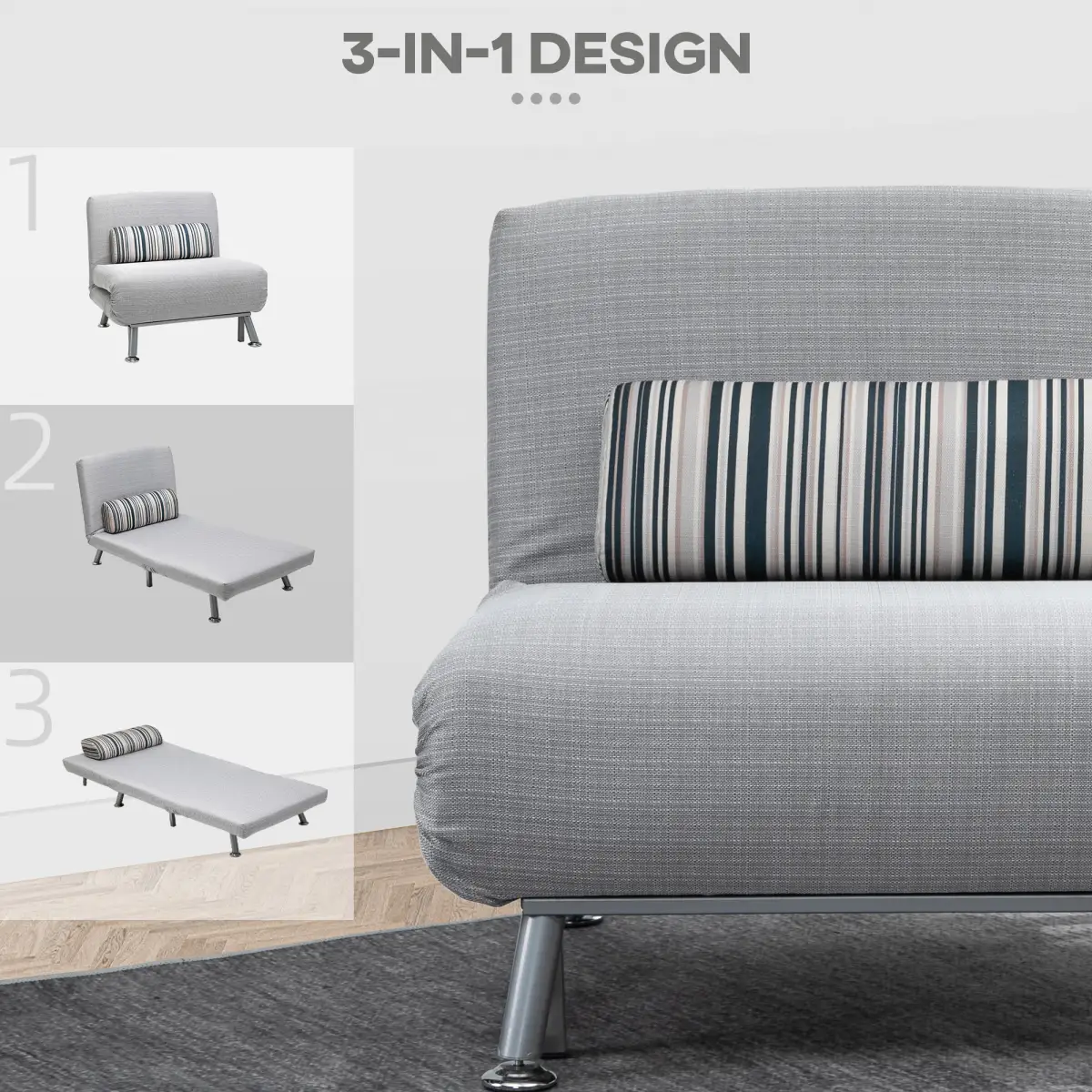 HOMCOM HOMCOM Single Folding 5 Position Convertible Sleeper Chair Bed - Sofa Bed