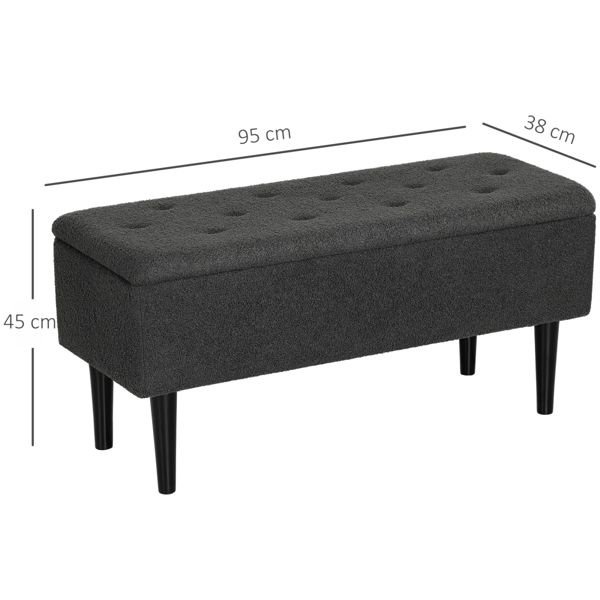 HOMCOM Ottoman 15in 47L Padded Seat Bedroom by HOMCOM