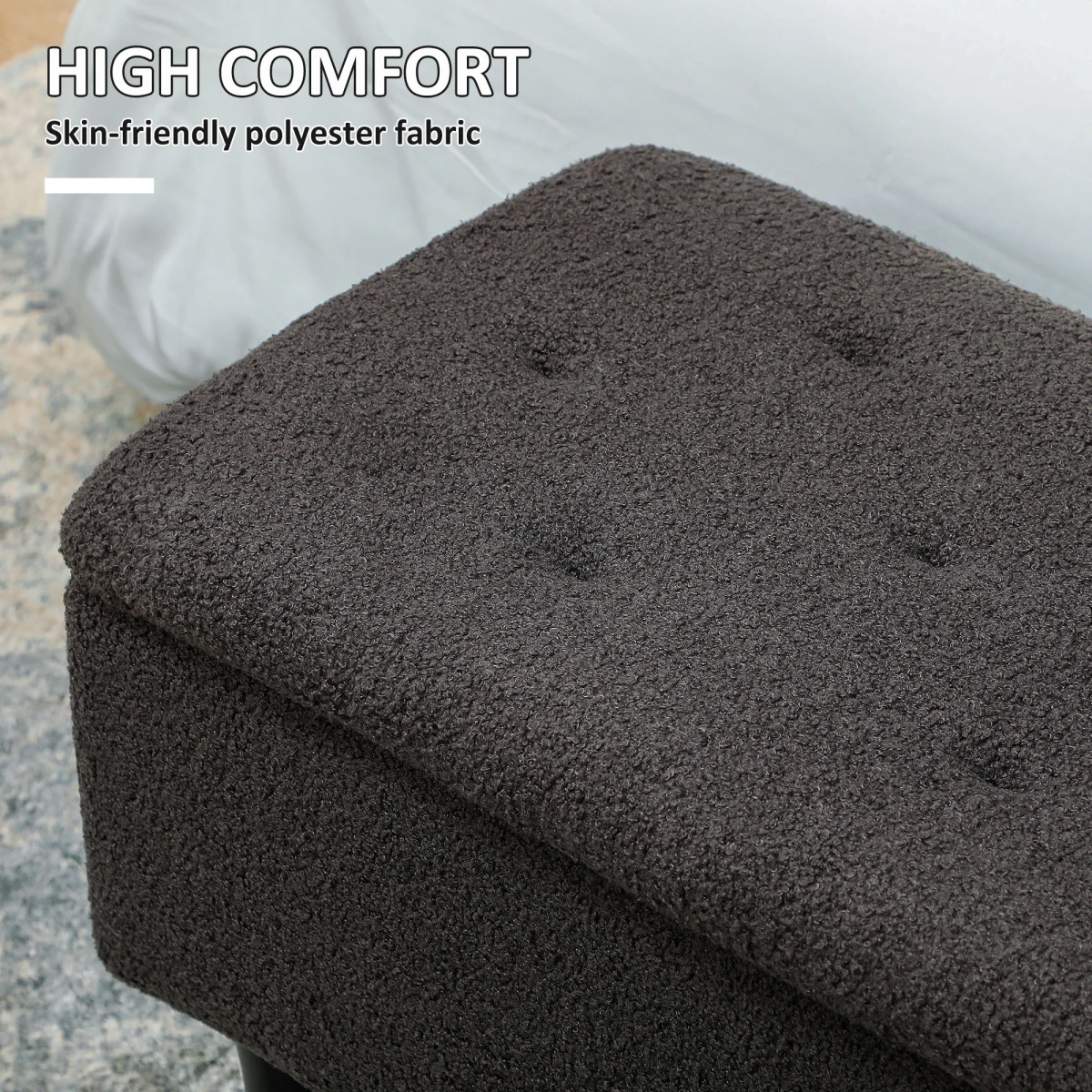 HOMCOM Ottoman 15in 47L Padded Seat Bedroom by HOMCOM