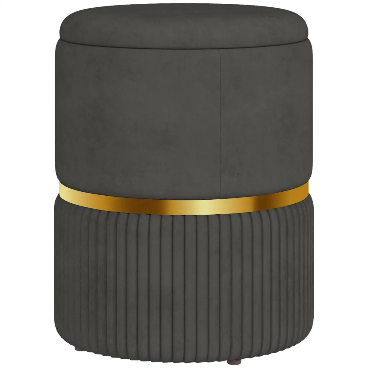 HOMCOM HOMCOM Round Pouffe, Storage Footstool with Cushioned Top - Footstool