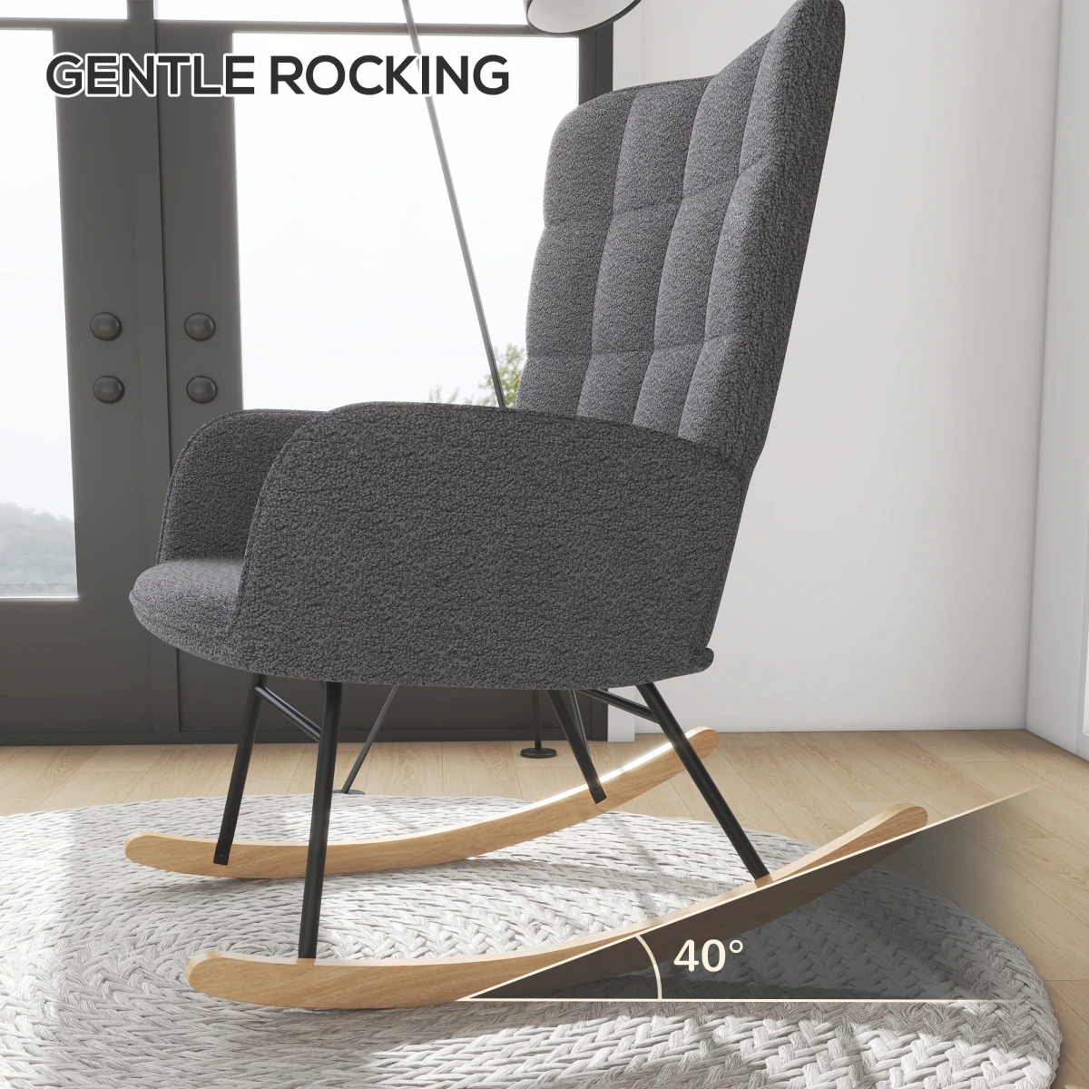 HOMCOM HOMCOM Wingback Rocker Plush Nursing - Accent Chair