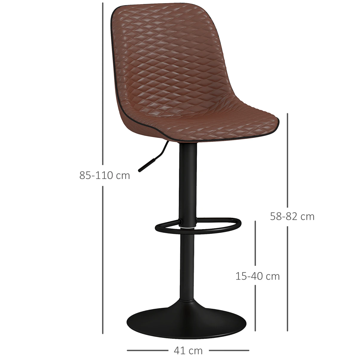 HOMCOM Bar Stools 58-82cm Swivel Tufted Kitchen - Bar Stool