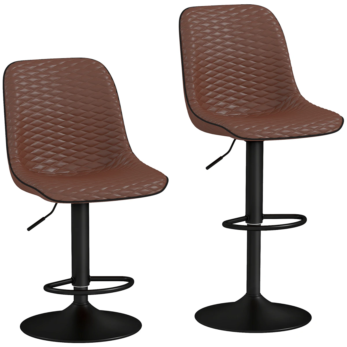Homcom Bar Stools 58-82cm Swivel Tufted Kitchen by HOMCOM