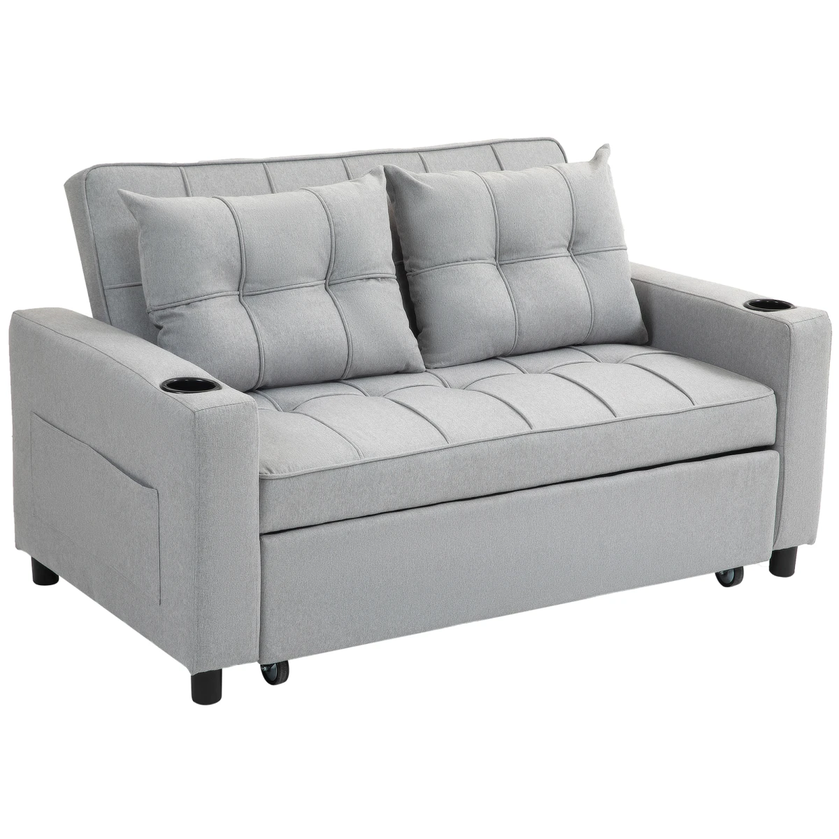 HOMCOM HOMCOM Two Seater Sofa Bed With Pockets For Living Room - Sofa Bed