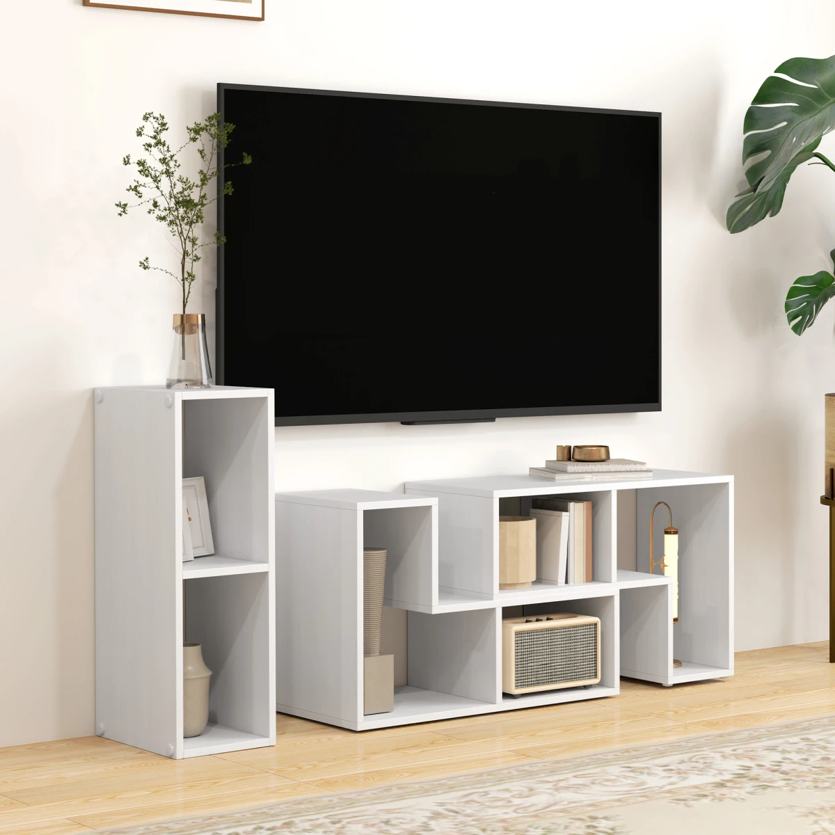 HOMCOM TV Unit Extendable 134-180cm With Open Shelves by HOMCOM