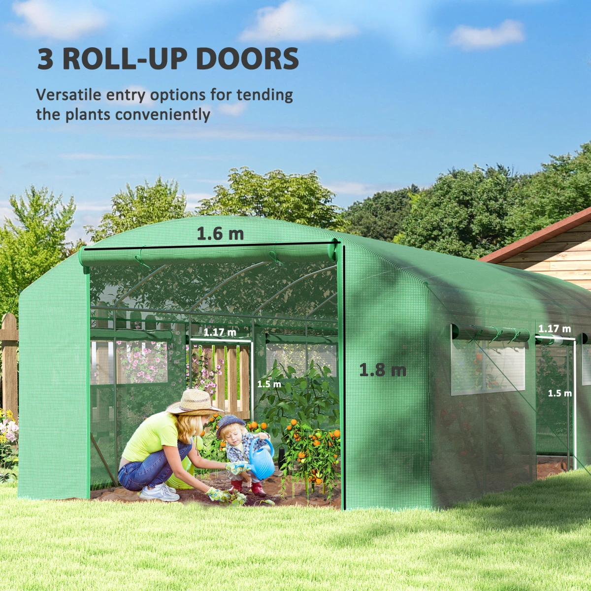 Outsunny Polytunnel 3x2x2m RollupDoors Gardeners by Outsunny