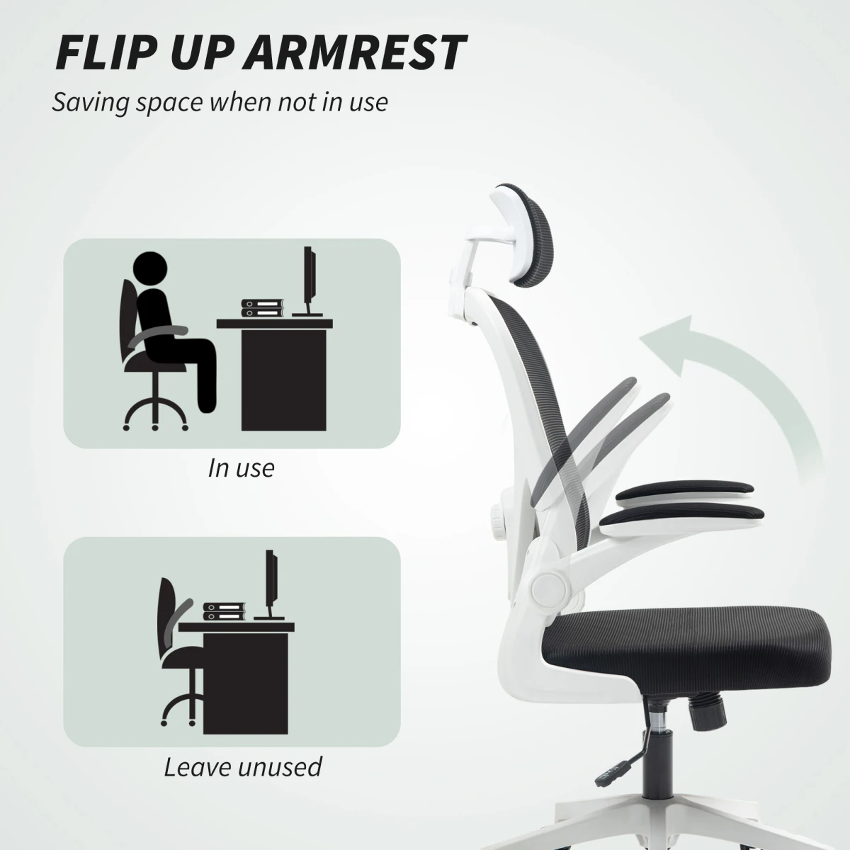 HOMCOM HOMCOM Executive Mesh Chair Headrest Lumbar for Home Office - Office Chair