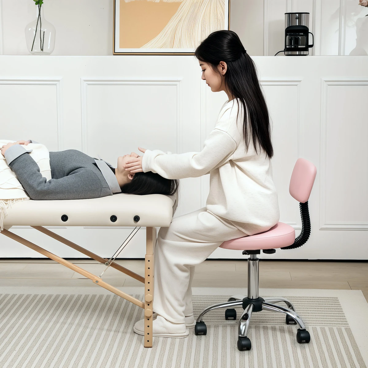 HOMCOM HOMCOM Rolling Stool 78-93cm Backrest Salon - Office Chair