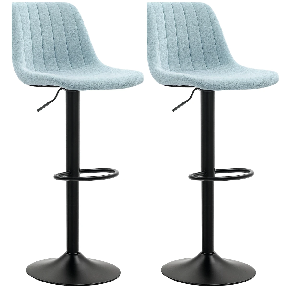HOMCOM Bar Stools Set of 2 Adjustable Swivel Bar Chairs with Backrest -