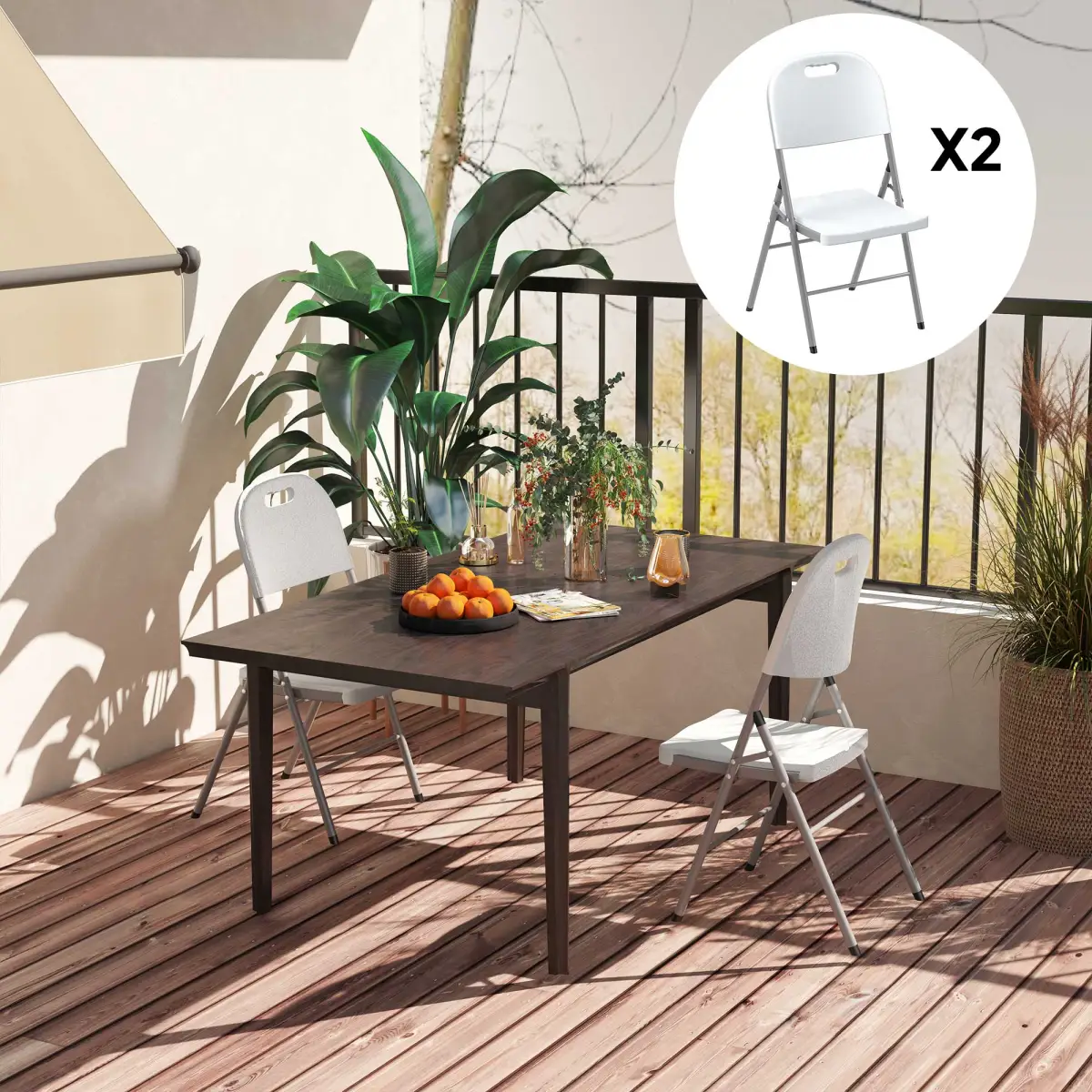 Outsunny Outsunny 2PCS Folding Chair with Steel Frame, Garden Chair Set - Folding Chairs