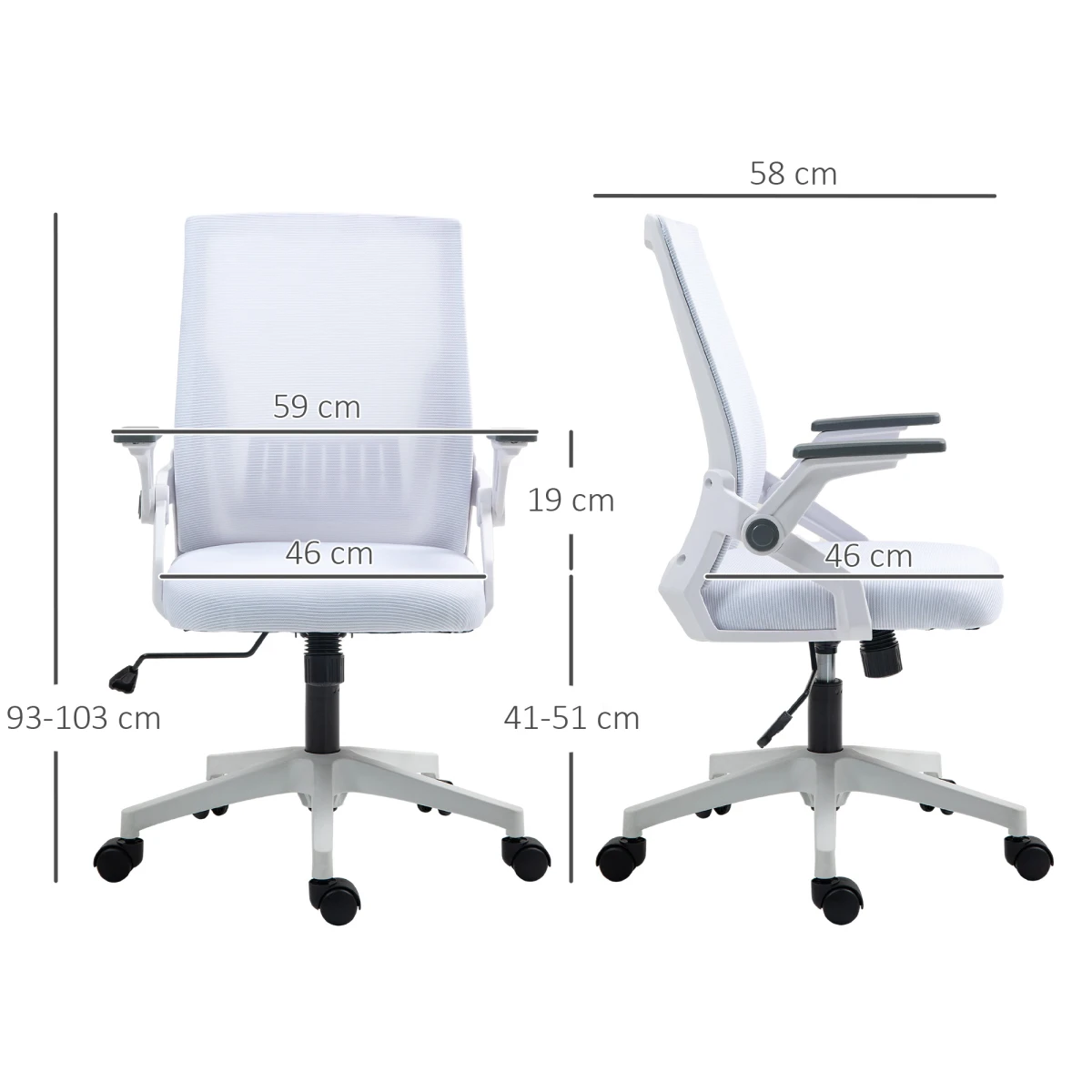 Vinsetto Vinsetto Mesh Chair 41-51cm Lumbar Support Home - Office Chair