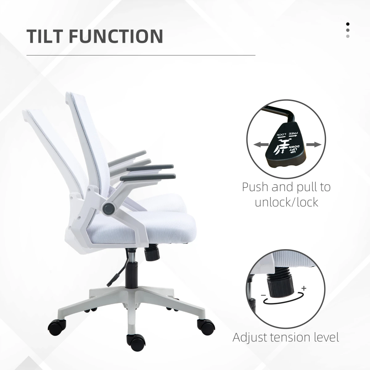 Vinsetto Vinsetto Mesh Chair 41-51cm Lumbar Support Home - Office Chair