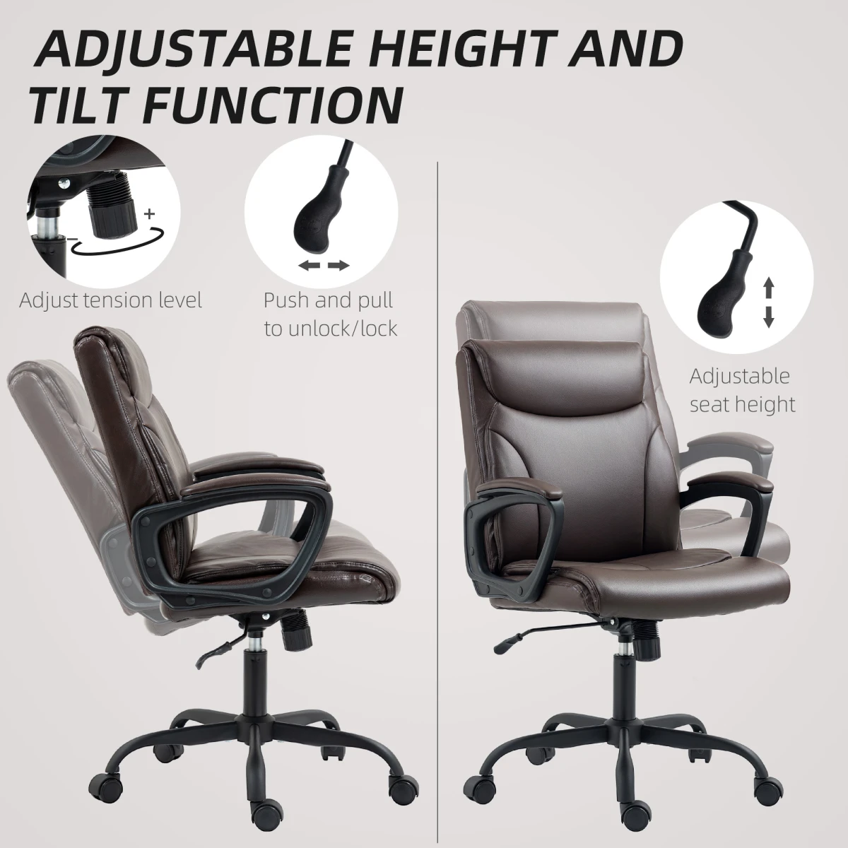 HOMCOM Desk Chair 95.5-105cm Tilt Home Office - Office Chair