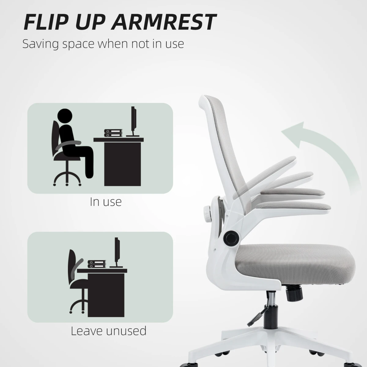 HOMCOM Mesh Desk Chair 40 To 50cm Height Tilt Lumbar Support Breathable For All Day Office Use by HOMCOM