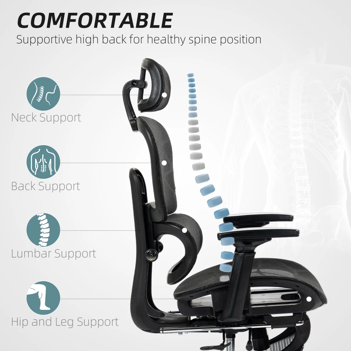 Homcom Ergonomic Office Chair Adjustable 3D Armrests Home by HOMCOM