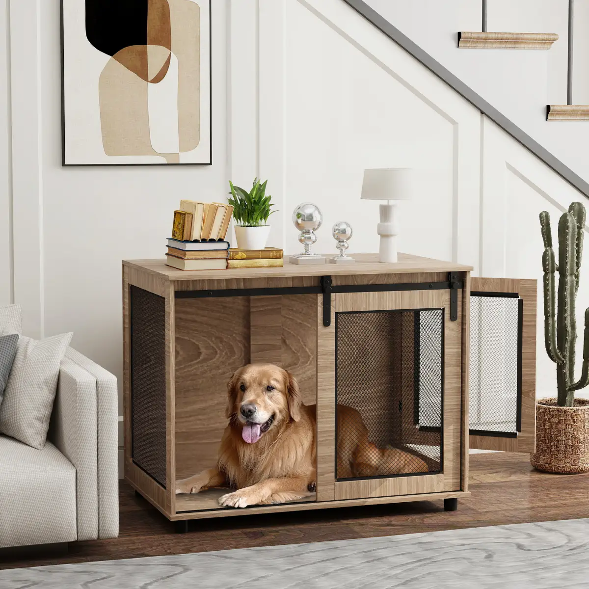 PawHut PawHut Dog Crate Furniture w/ Sliding Door, 80 x 58.5 x 63cm - Dog Crate