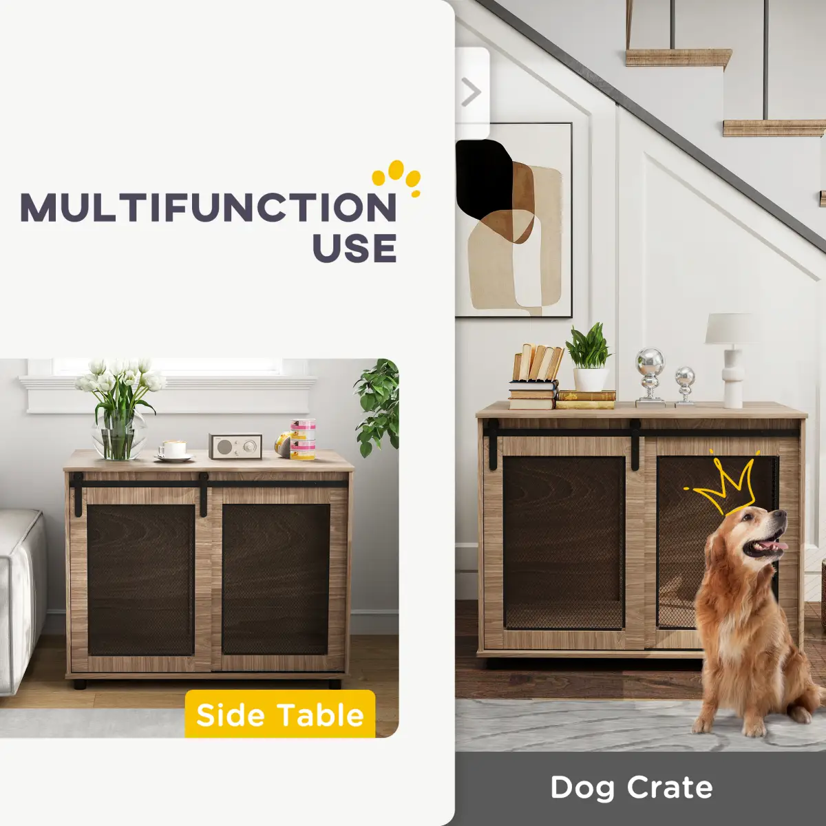 PawHut PawHut Dog Crate Furniture w/ Sliding Door, 80 x 58.5 x 63cm - Dog Crate