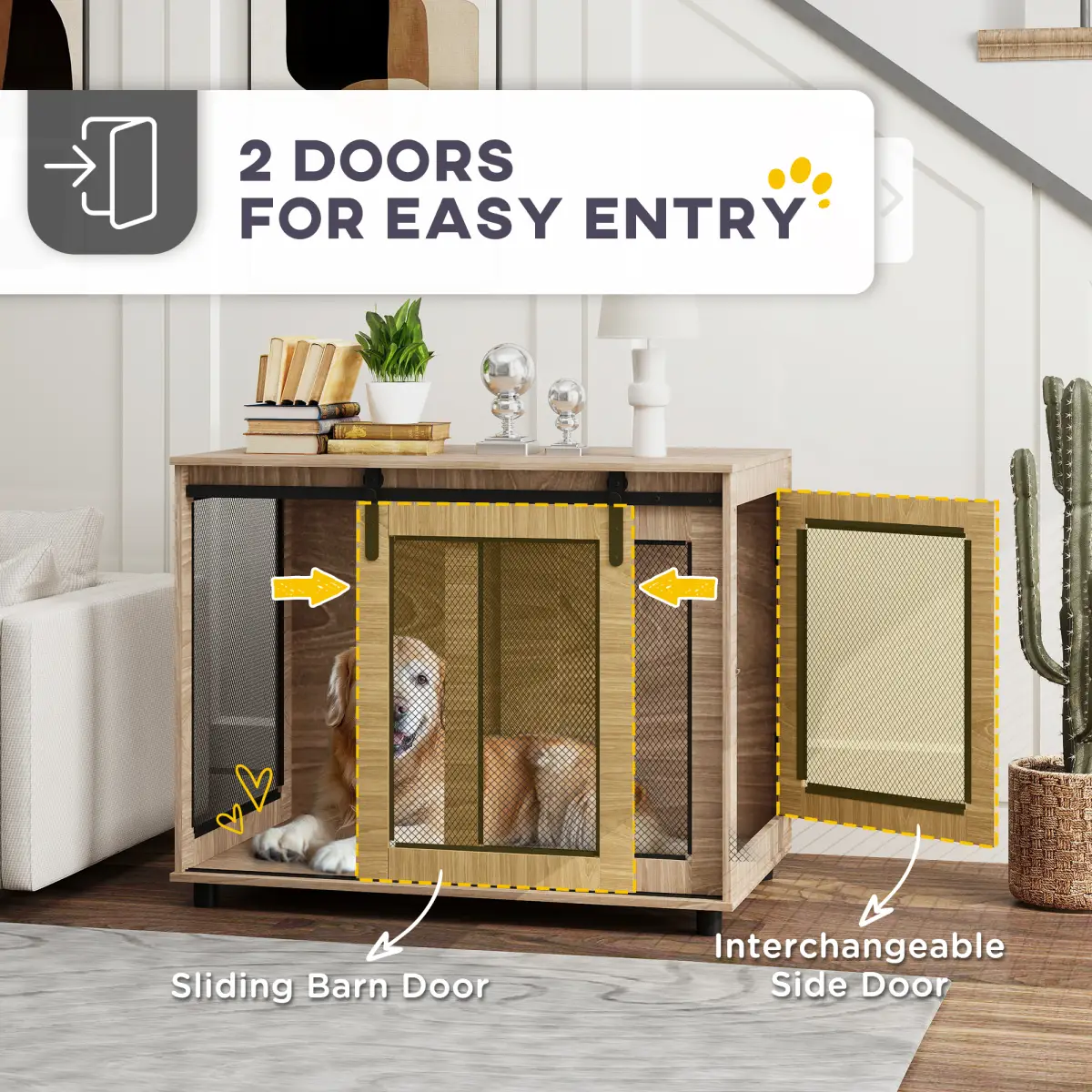 PawHut PawHut Dog Crate Furniture w/ Sliding Door, 80 x 58.5 x 63cm - Dog Crate