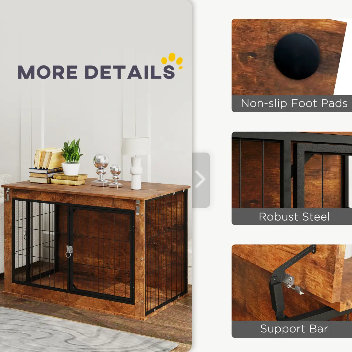 PawHut PawHut Dog Crate Furniture with Flip-up Top, 2 Doors, for Large Dogs - Dog Crate