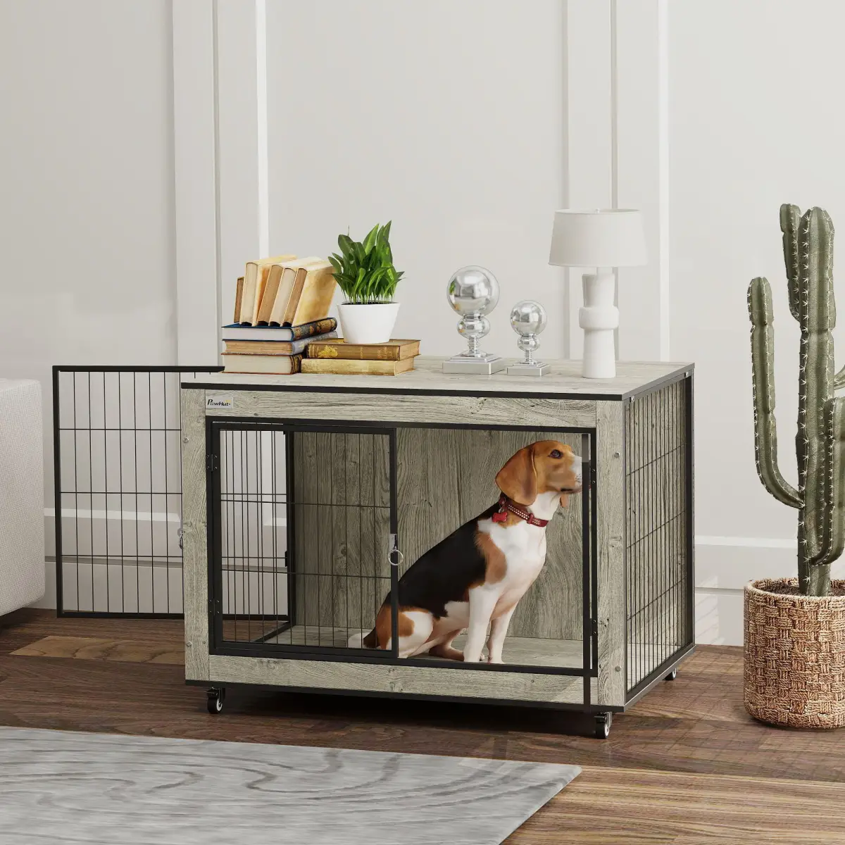 PawHut PawHut Dog Crate Furniture on Wheels, for Medium Dogs - Dog Crate