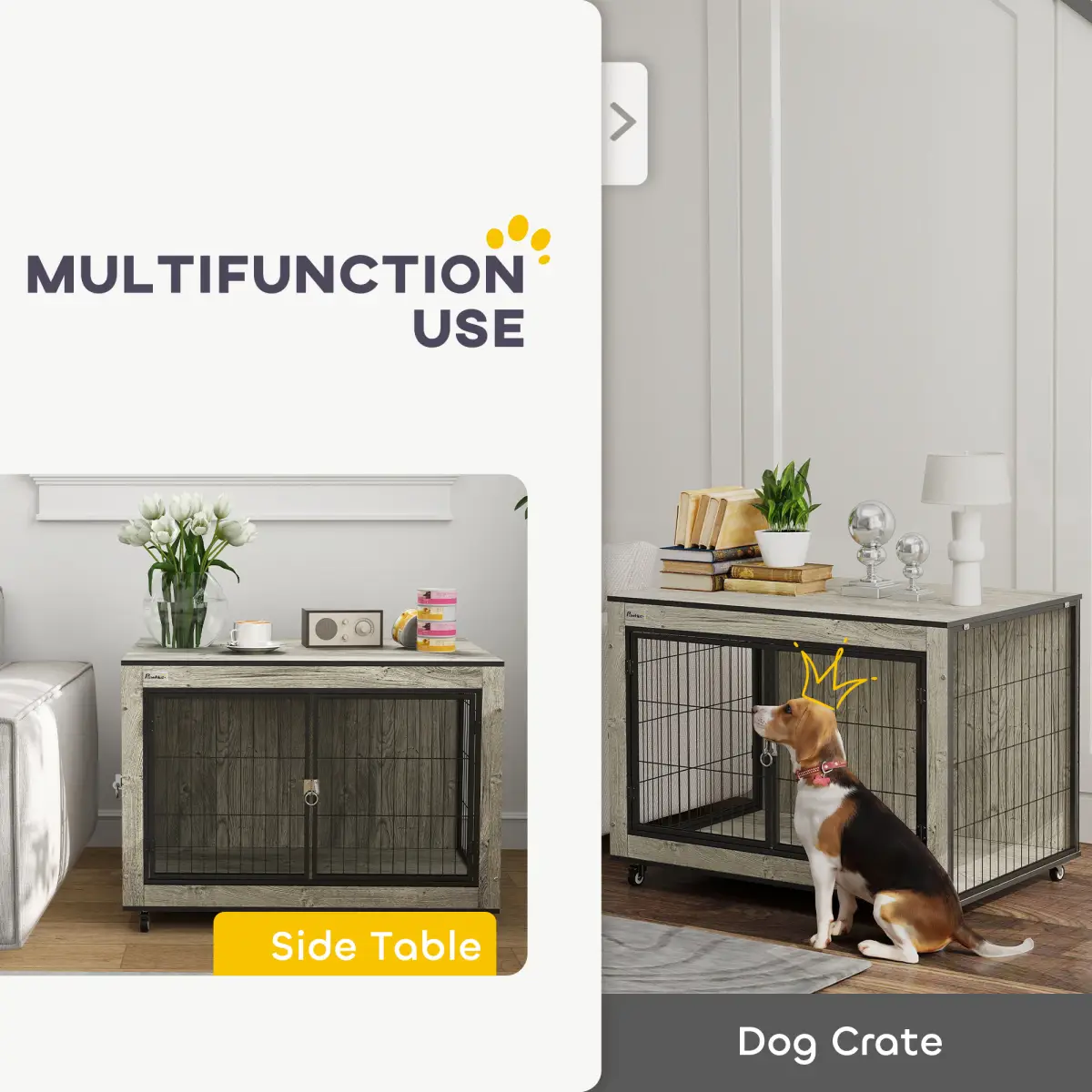 PawHut PawHut Dog Crate Furniture on Wheels, for Medium Dogs - Dog Crate