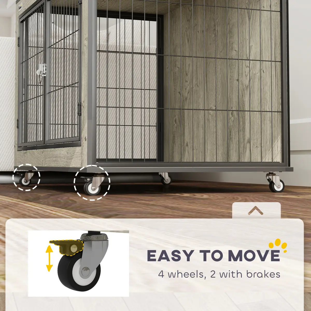 PawHut PawHut Dog Crate Furniture on Wheels, for Medium Dogs - Dog Crate