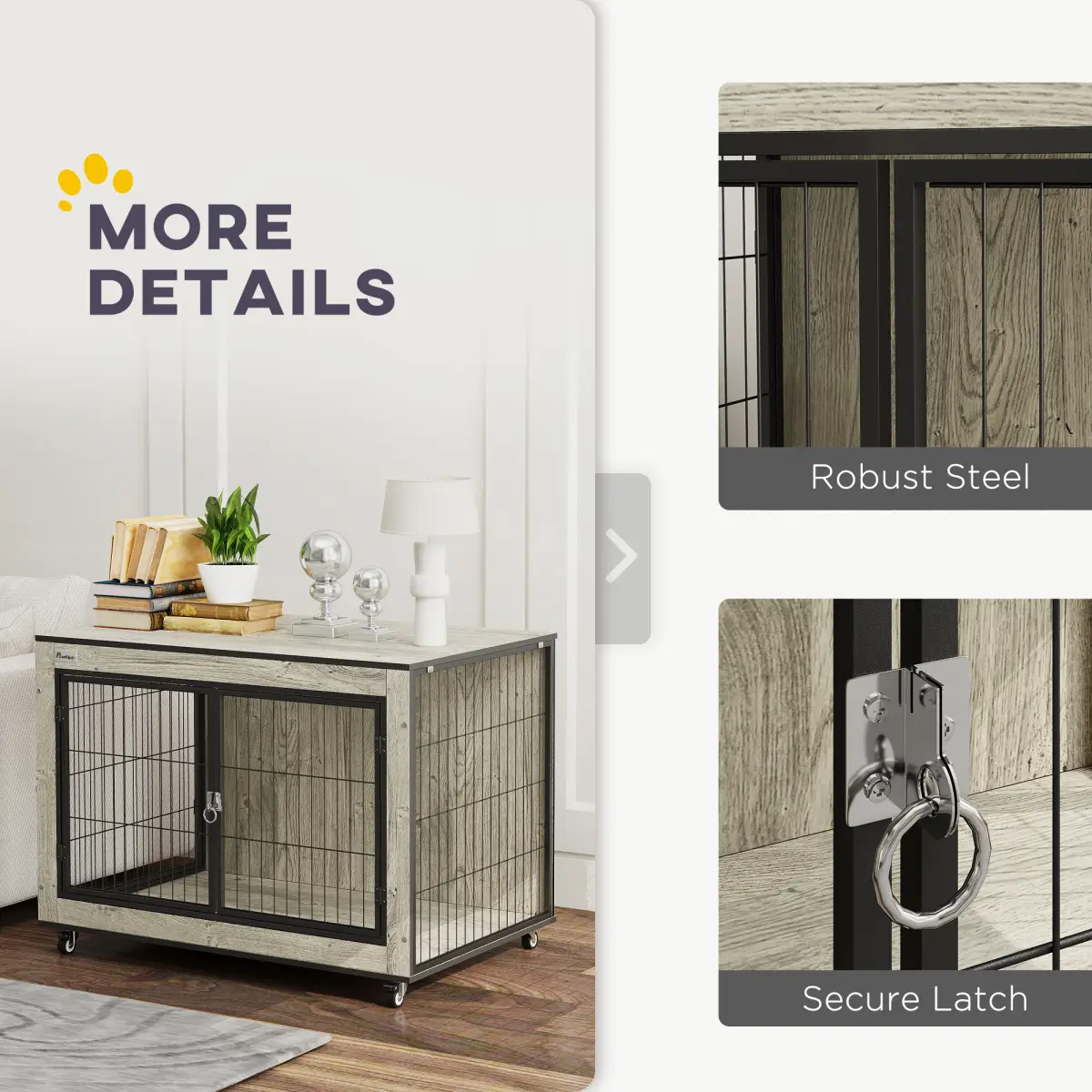 PawHut PawHut Dog Crate Furniture on Wheels, for Medium Dogs - Dog Crate