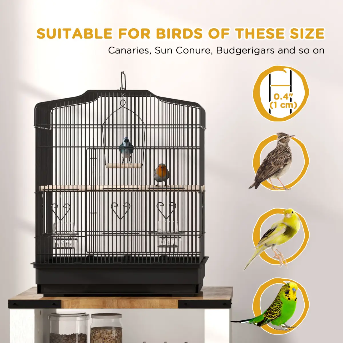 PawHut PawHut 92cm Large Bird Cage with Stand, Perches, Food Bowls, Swing - Bird Cage