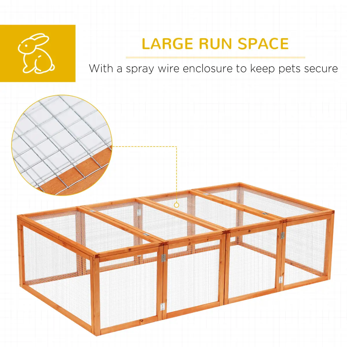 PawHut PawHut Wooden Rabbit Hutch Cage House with Wire Mesh - Rabbit Hutch