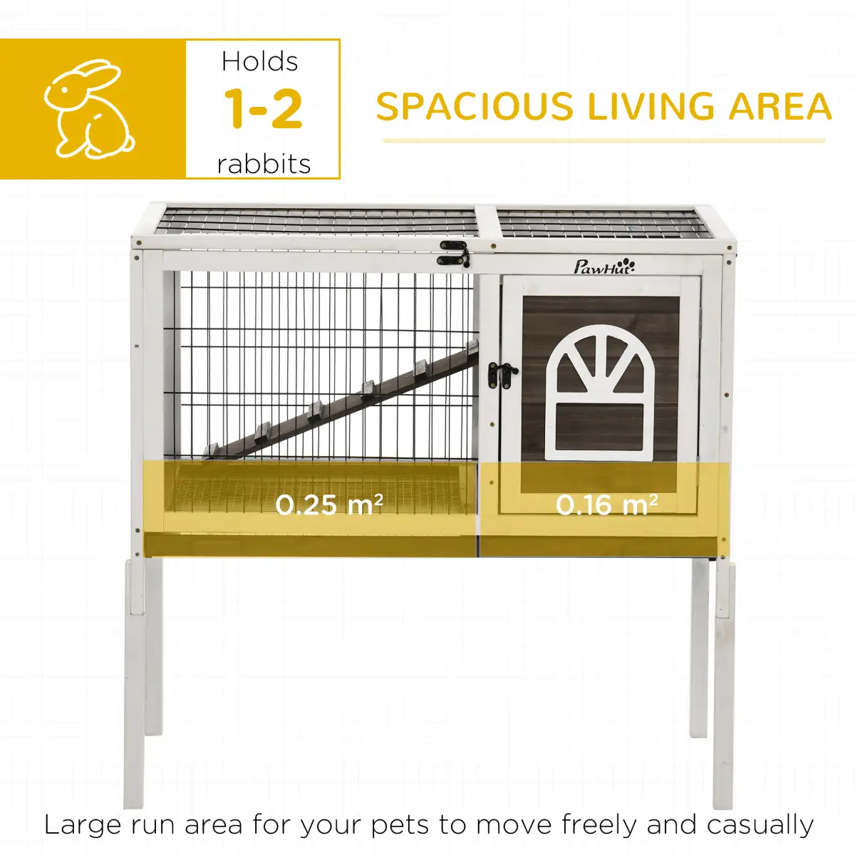 PawHut PawHut Wooden Rabbit Hutch, Small Animal House w/ Removable Tray, Openable Roof - Rabbit Hutch
