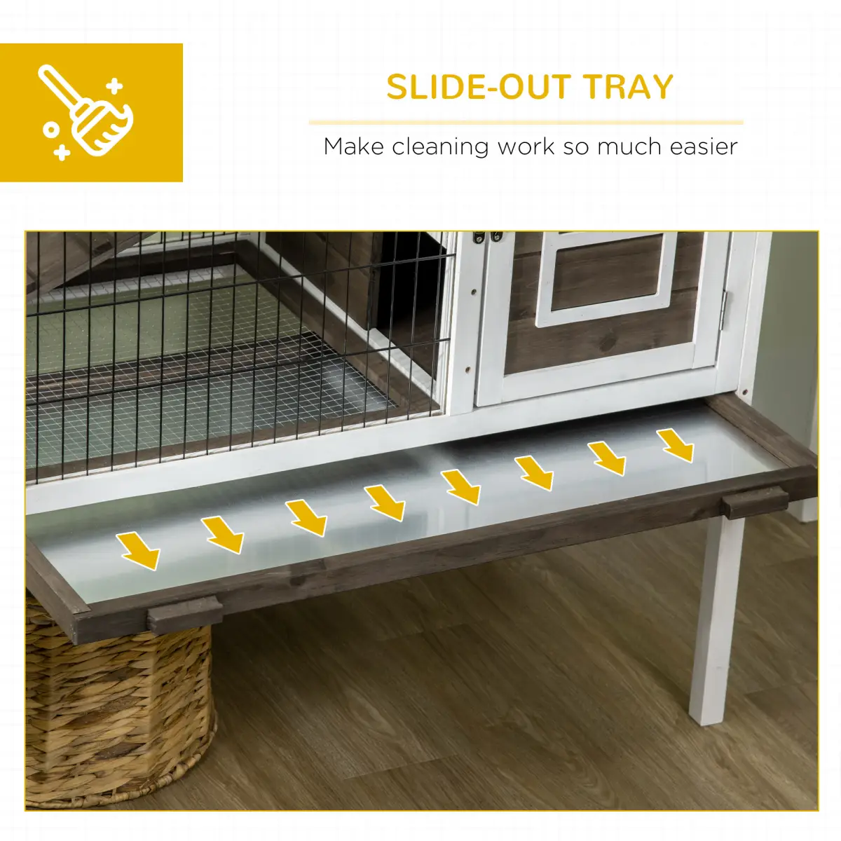 PawHut PawHut Wooden Rabbit Hutch, Small Animal House w/ Removable Tray, Openable Roof - Rabbit Hutch