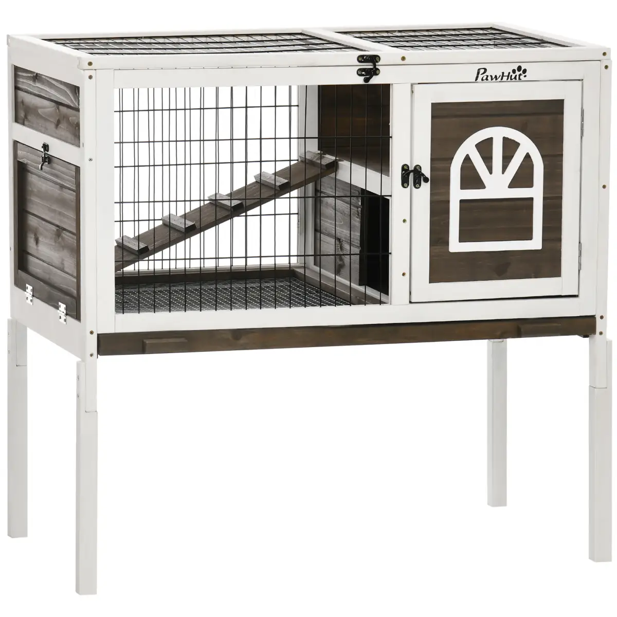 PawHut PawHut Wooden Rabbit Hutch, Small Animal House w/ Removable Tray, Openable Roof - Rabbit Hutch