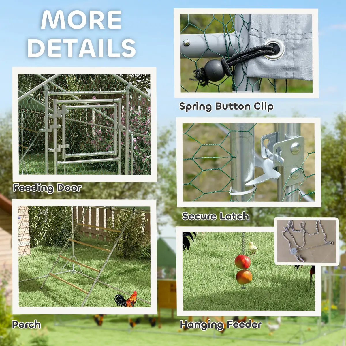 PawHut PawHut Walk in Chicken Run w/ Cover, Hanging Feeder, Perch, for 6-8 Chickens - Chicken Coop