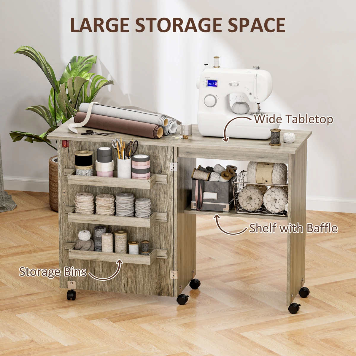 HOMCOM Folding Sewing Table Wide Drop Leaf For Crafters by HOMCOM