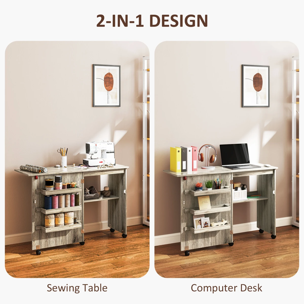 HOMCOM Folding Sewing Table Wide Drop Leaf For Crafters by HOMCOM