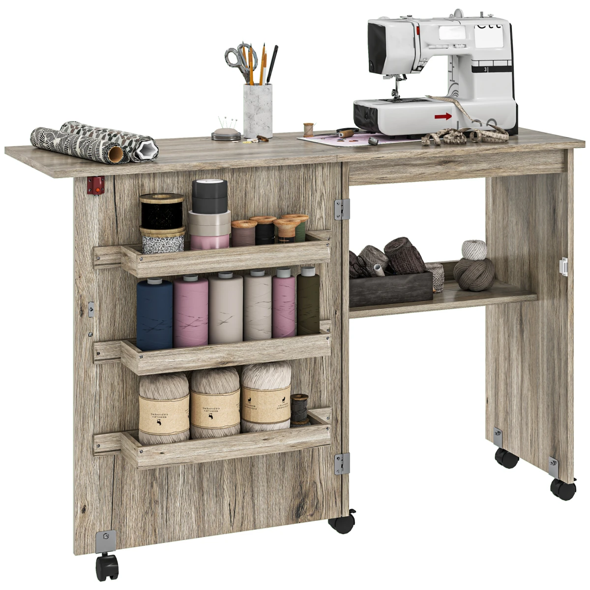 HOMCOM Folding Sewing Table Wide Drop Leaf For Crafters by HOMCOM