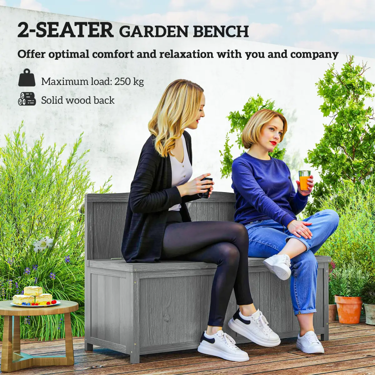 Outsunny Outsunny Wood Storage Bench for Patio, Outdoor Garden Seating - Garden Chairs
