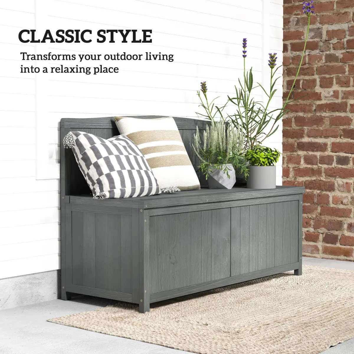 Outsunny Outsunny Wood Storage Bench for Patio, Outdoor Garden Seating - Garden Chairs